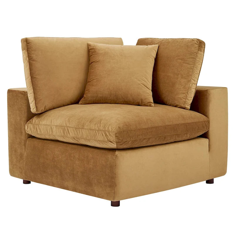Commix Down Filled Overstuffed Velvet 5-Piece Sectional Sofa