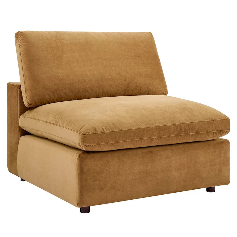 Commix Down Filled Overstuffed Velvet 5-Piece Sectional Sofa