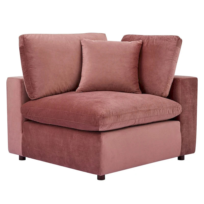 Commix Down Filled Overstuffed Velvet 5-Piece Sectional Sofa