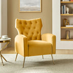 Abadiana Accent Tufted Chair with Metal Base by HULALA HOME