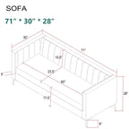 Morden Fort Modern 2 Pieces of Chair and Sofa Couch Set with Dutch Velvet Grey, Iron Legs