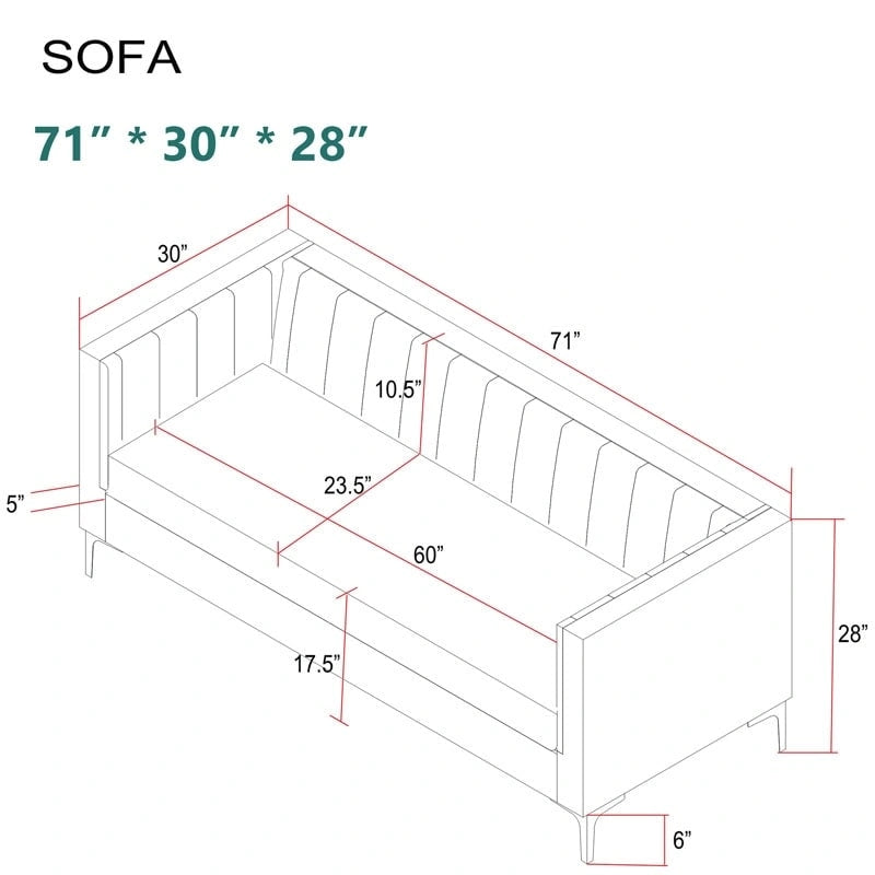 Morden Fort Modern 2 Pieces of Chair and Sofa Couch Set with Dutch Velvet Grey, Iron Legs