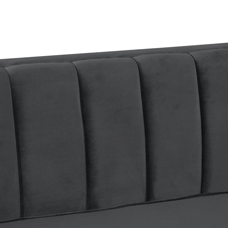 Morden Fort Modern 2 Pieces of Chair and Sofa Couch Set with Dutch Velvet Grey, Iron Legs