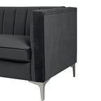 Morden Fort Modern 2 Pieces of Chair and Sofa Couch Set with Dutch Velvet Grey, Iron Legs