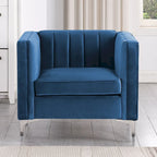 Morden Fort Modern 2 Pieces of Chair and Sofa Couch Set with Dutch Velvet Grey, Iron Legs