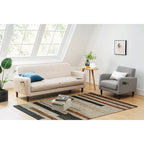 ADAIR Modern Tufted Linen Sofa with Armrest Pockets by Crown Comfort