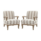 Rinaldo Farmhouse Polyester Armchair with Solid Wood Legs Set of 2 by HULALA HOME