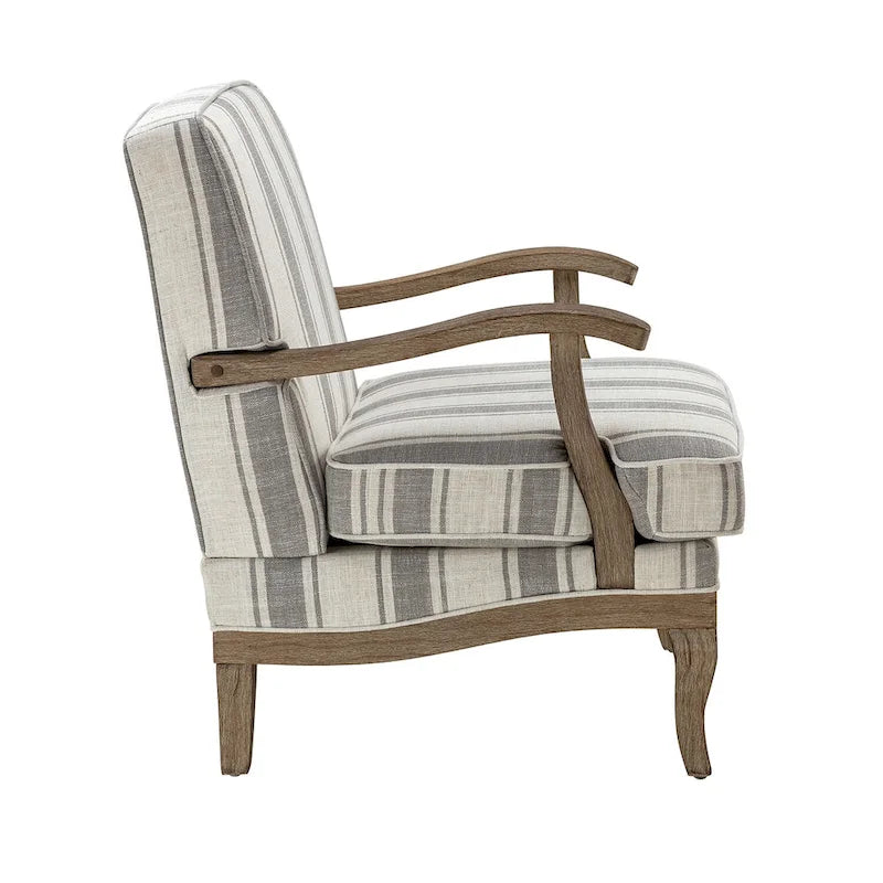 Rinaldo Farmhouse Polyester Armchair with Solid Wood Legs Set of 2 by HULALA HOME
