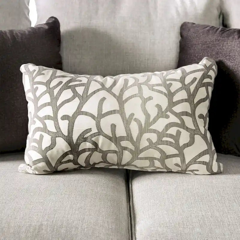 Bule Transitional Light Grey Fabric Upholstered Nailhead Trim Sofa with Pillows by Furniture of America