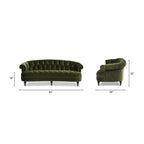 La Rosa 84 Mid-Century Modern Velvet Upholstered Chesterfield Tufted Sofa