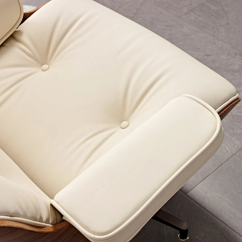 Mid-century Modern Lounger Real Leather Arm Chair and Ottoman Set