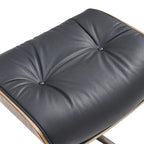 Mid-century Modern Lounger Real Leather Arm Chair and Ottoman Set