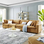 Commix Down Filled Overstuffed Performance Velvet 4-Seater Sofa