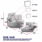 Circle Swivel Chair with Moon Storage Ottoman and 4 Pillows