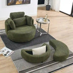 Circle Swivel Chair with Moon Storage Ottoman and 4 Pillows