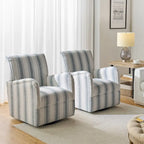 Pancy Traditional Swivel Armchair with Jacobean Strip Pattern Set of 2 by HULALA HOME