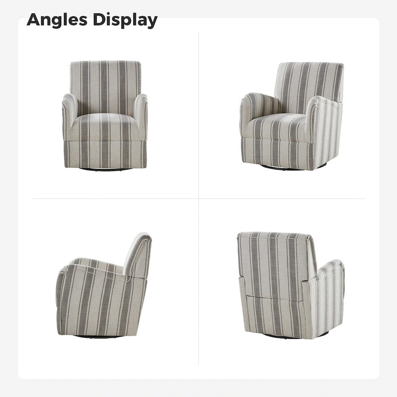 Pancy Traditional Swivel Armchair with Jacobean Strip Pattern Set of 2 by HULALA HOME