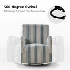 Pancy Traditional Swivel Armchair with Jacobean Strip Pattern Set of 2 by HULALA HOME