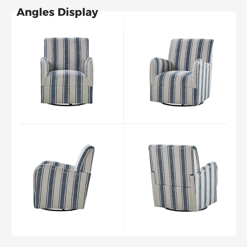 Pancy Traditional Swivel Armchair with Jacobean Strip Pattern Set of 2 by HULALA HOME