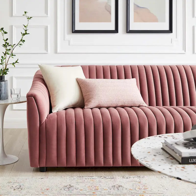 Announce Performance Velvet Channel Tufted Sofa