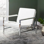 Strick & Bolton Regina Metal and Bonded Leather Mid Century Accent Chair