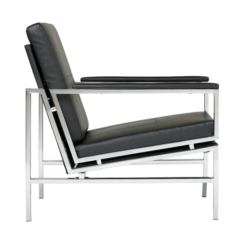 Strick & Bolton Regina Metal and Bonded Leather Mid Century Accent Chair
