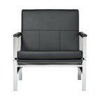 Strick & Bolton Regina Metal and Bonded Leather Mid Century Accent Chair