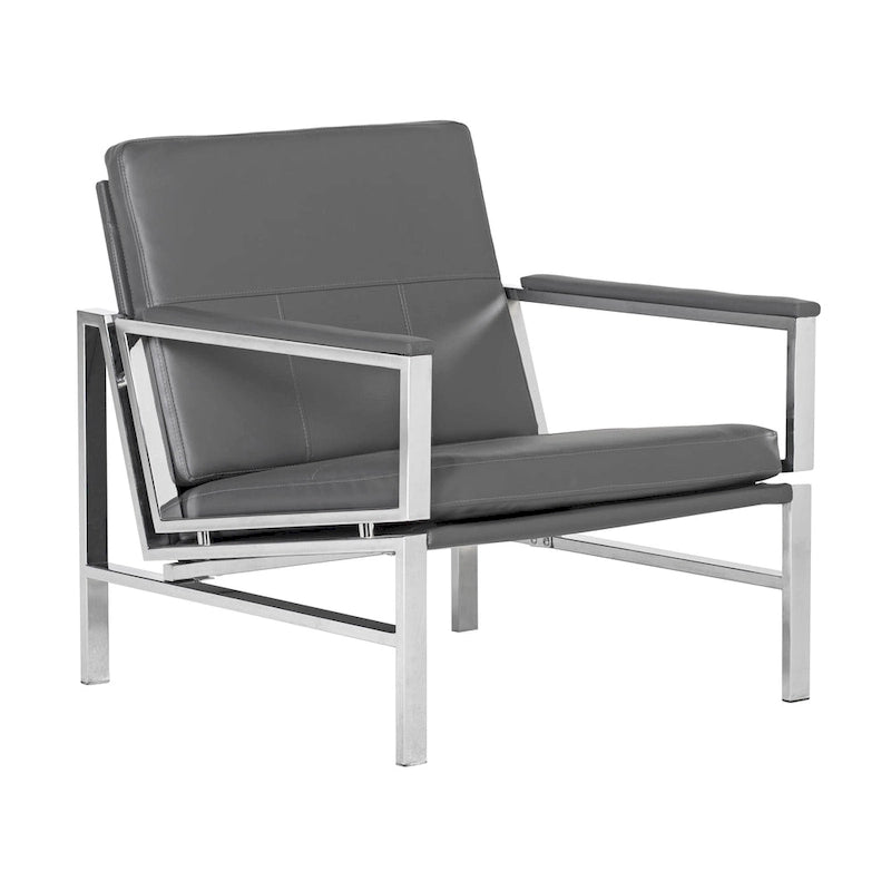 Strick & Bolton Regina Metal and Bonded Leather Mid Century Accent Chair