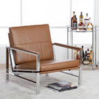 Strick & Bolton Regina Metal and Bonded Leather Mid Century Accent Chair