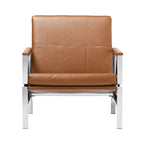 Strick & Bolton Regina Metal and Bonded Leather Mid Century Accent Chair
