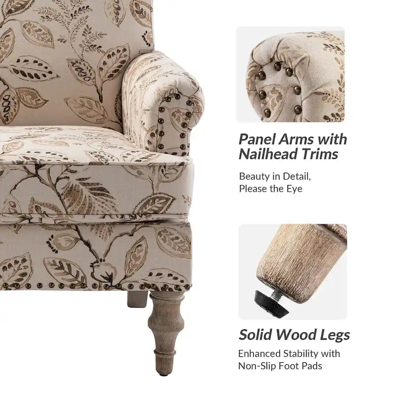 Yahweh Farmhouse Nailhead Armchair with Rolled Arms by HULALA HOME(Set of 2)