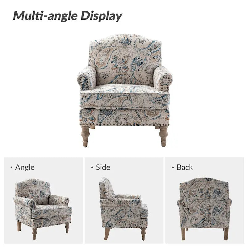 Yahweh Farmhouse Nailhead Armchair with Rolled Arms by HULALA HOME(Set of 2)
