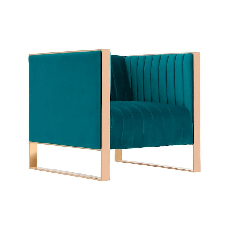 Manhattan Comfort Trillium Gold Frame Velvet Accent Chair (Set of 2)