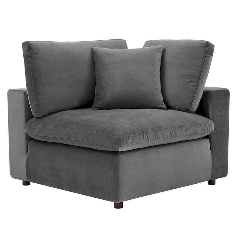 Commix Down Filled Overstuffed Velvet 7-Piece Sectional Sofa