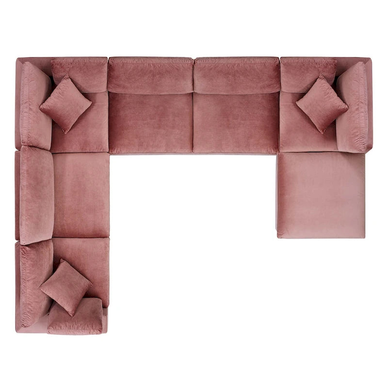 Commix Down Filled Overstuffed Velvet 7-Piece Sectional Sofa
