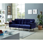 75.6 Lovely Velvet Convertible Sleeper Sofa Bed Futon Love Seats