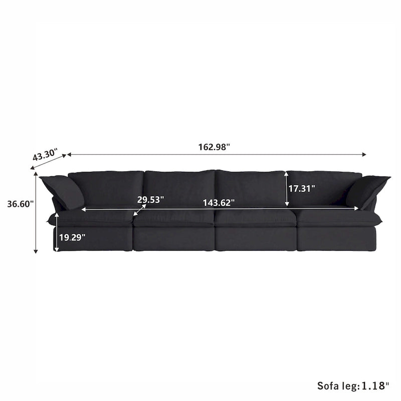 Velvet Sectional Sofa Modern Upholstered Couch Sofa for Living Room