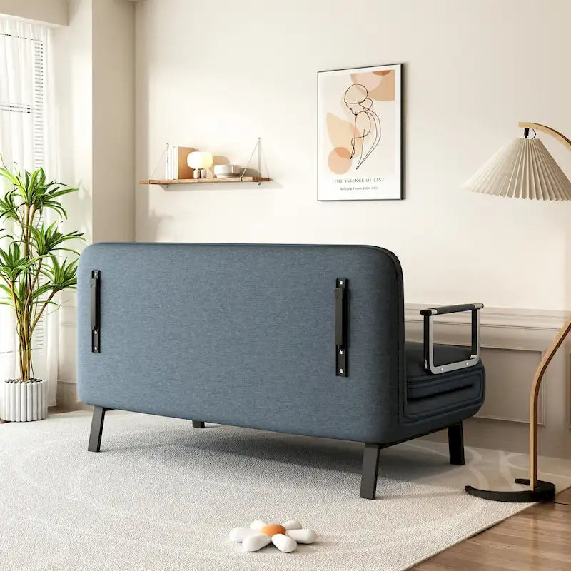 Convertible Tri-Fold Sofa Bed with Adjustable Backrest & Pillow