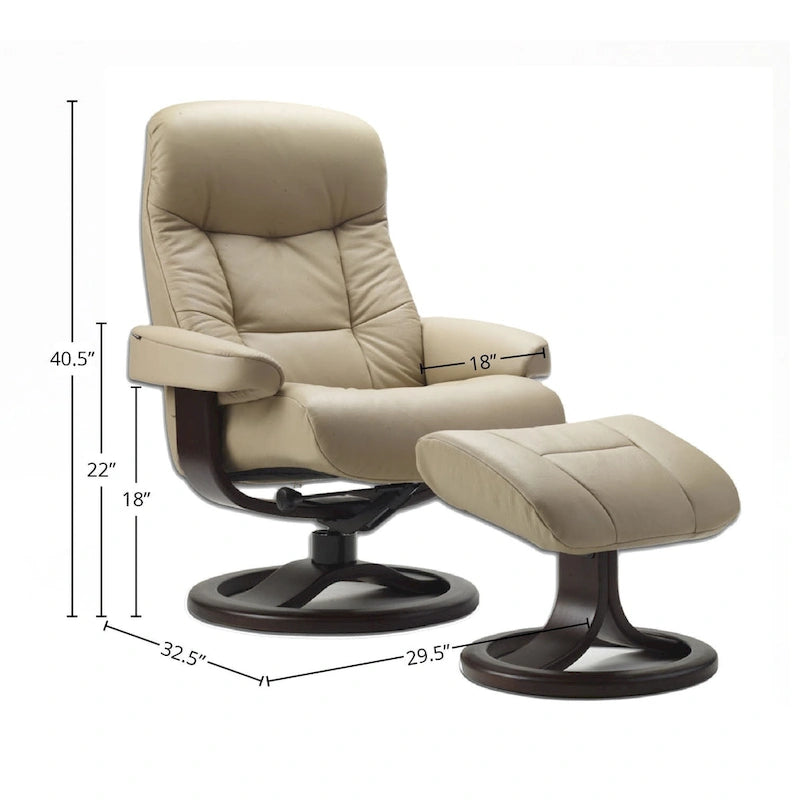 Fjords Muldal Leather Recliner and Ottoman