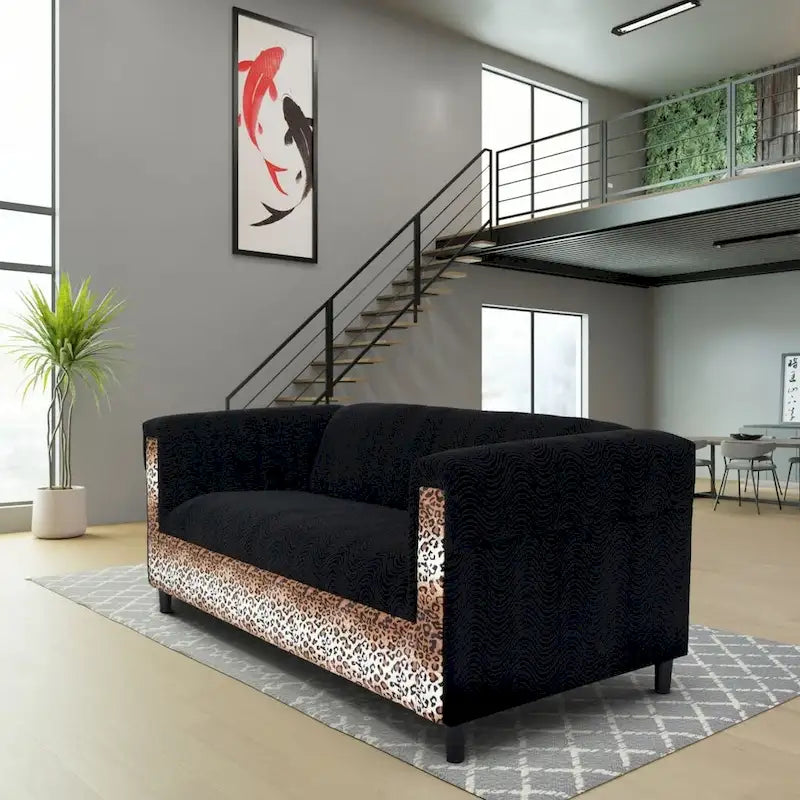Coast to Coast Sofas Mid Century Modern 3 Seater Sofa Velvet Solid Wood Frame Upholstered