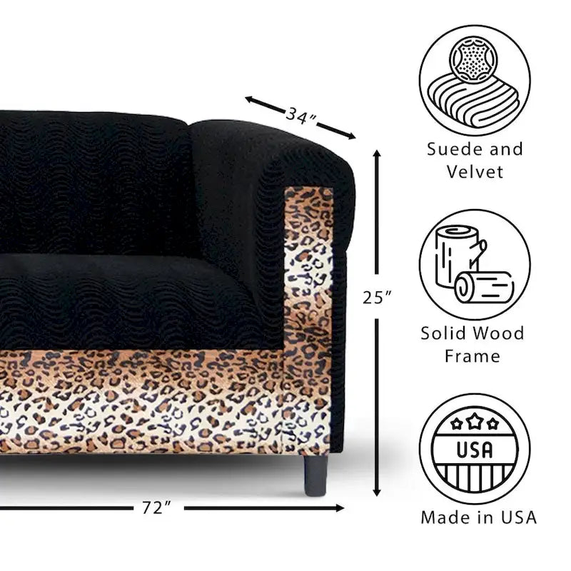 Coast to Coast Sofas Mid Century Modern 3 Seater Sofa Velvet Solid Wood Frame Upholstered