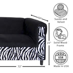 Coast to Coast Sofas Mid Century Modern 3 Seater Sofa Velvet Solid Wood Frame Upholstered