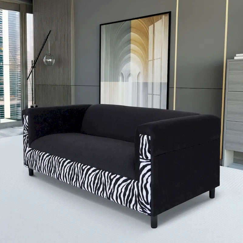 Coast to Coast Sofas Mid Century Modern 3 Seater Sofa Velvet Solid Wood Frame Upholstered