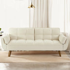75.39 IN. Futon Sofa Bed, Convertible Upholstered Couch Sleeper with Reclining Sleeper Split Tufted Back