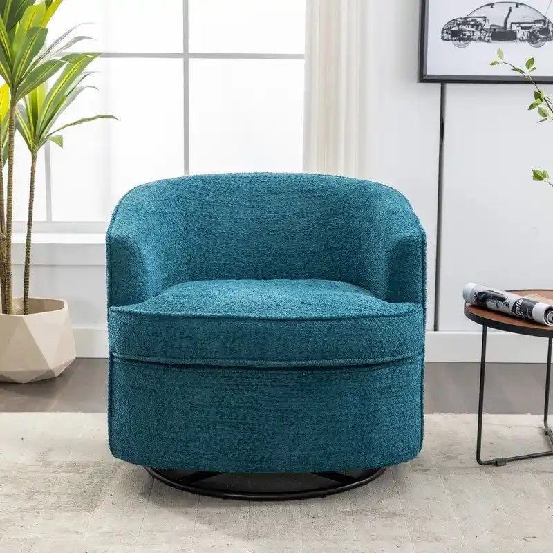 SEYNAR Modern Upholstered Round Swivel Barrel Armchair for Living Room