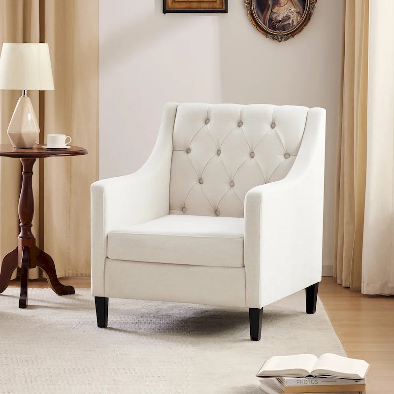 HUIMO Arm Chair Comfy Club Chair with Pillow Beige/ Dark Teal/ Blue
