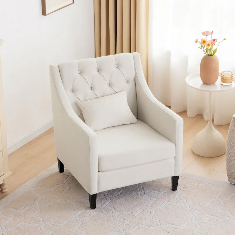 HUIMO Arm Chair Comfy Club Chair with Pillow Beige/ Dark Teal/ Blue