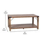 2-Tier Coffee Table with Metal Side Braces and Corner Caps