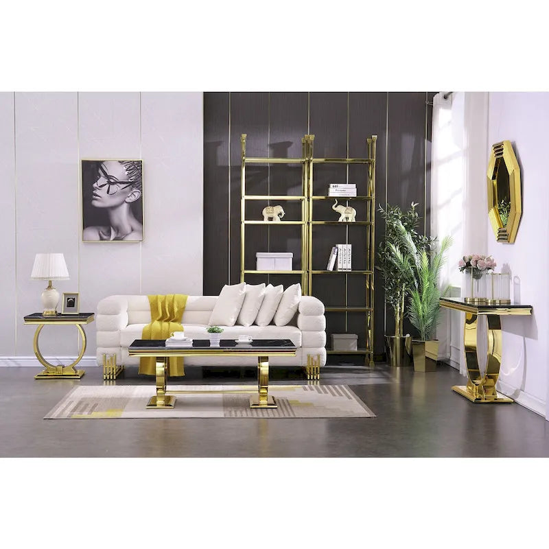 Modern Console Tables With Metal U Base and Gloss texture top