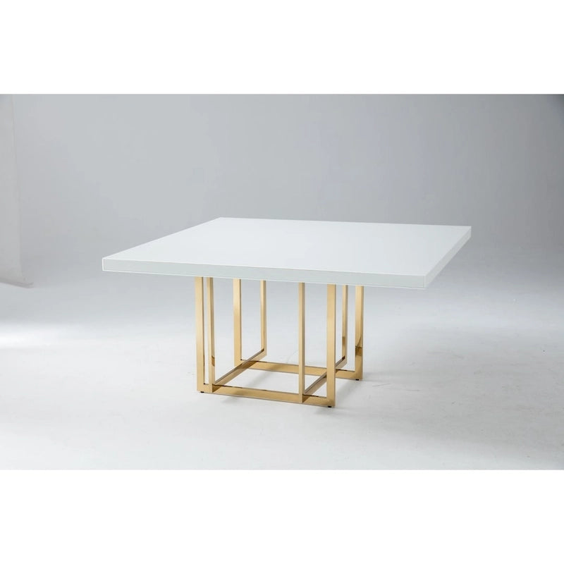 Square White Lacquer Tabletop with Medal Base